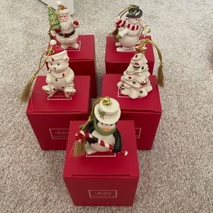 BRAND NEW LENOX CHRISTMAS Very Merry Porcelain Ornaments, Set of 5